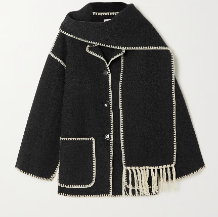 TOTEME Draped fringed wool-blend jacket